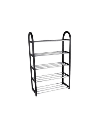 Alpina - Shoe Rack / Shelf / Stand 5-Tier 50x20x77 cm (Silver / Black)