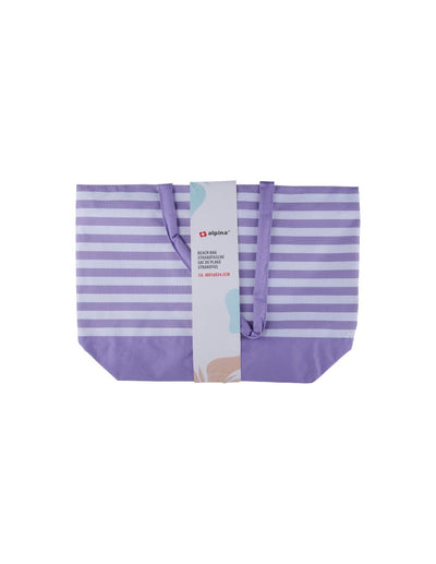Alpina - Striped Beach Bag 49.3x16x34 cm (Purple / White)