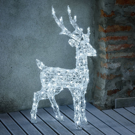 Renna luminosa in acrilico con led bianco freddo per esterno ed interno