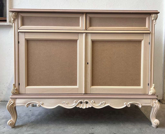 MOBILI 2G - Credenza 2 porte 2 cassetti classica barocco Legno grezzo 118x55x92
