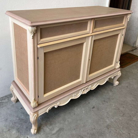 MOBILI 2G - Credenza 2 porte 2 cassetti classica barocco Legno grezzo 118x55x92
