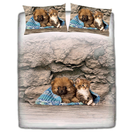 Set copripiumino federe parure copripiumino stampa digitale fotografica 100% Cotone Made in Italy  MATRIMONIALE CUCCIOLI