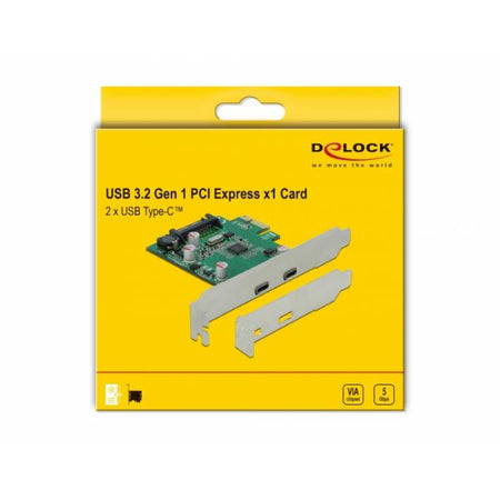 DeLOCK PCI Express x1 Card to 2 x external SuperSpeed USB (USB 3.2 Gen 1) USB Type-C female scheda di interfaccia e adattatore