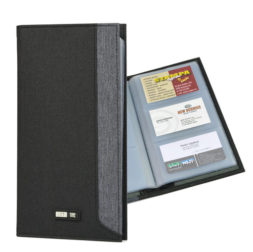 Portabiglietti In Tessuto Nero/Grigio City Time