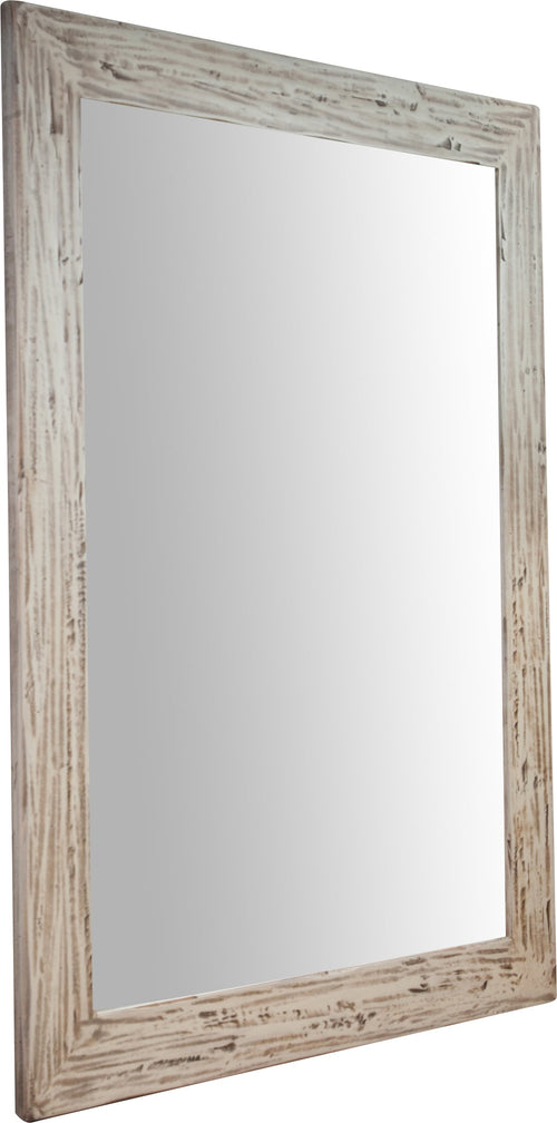 Biscottini Biscottini Specchiera rettangolare legno tiglio crema anticata 90x3x120 Made