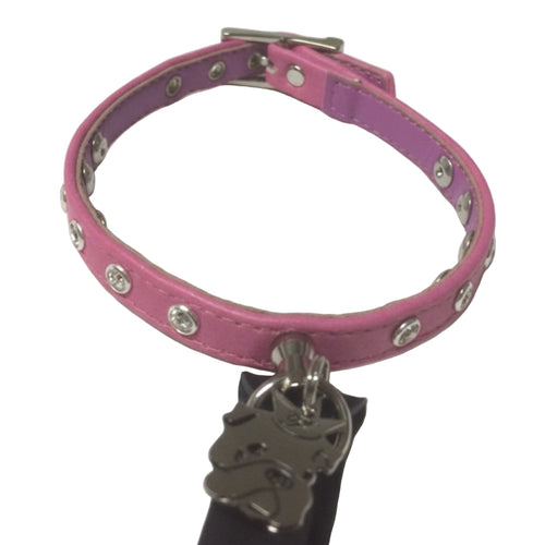 Collarino rosa per cani in Ecopelle e Swarovski Pet Follie