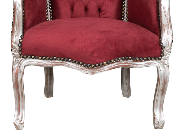 Biscottini Biscottini Poltrona Luigi XVI Faggio Intagliato Foglia Argento Anticato 57x63x80