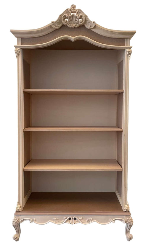 MOBILI 2G - Libreria a giorno 3 ripiani classica barocco Legno grezzo 114x47x217