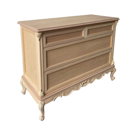 MOBILI 2G - Cassettiera 4 cassetti classica barocco Legno grezzo 134x56x102