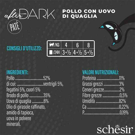 Schesir After Dark Pollo con Uovo di Quaglia Scatoletta per Gatti Adulti 80gr