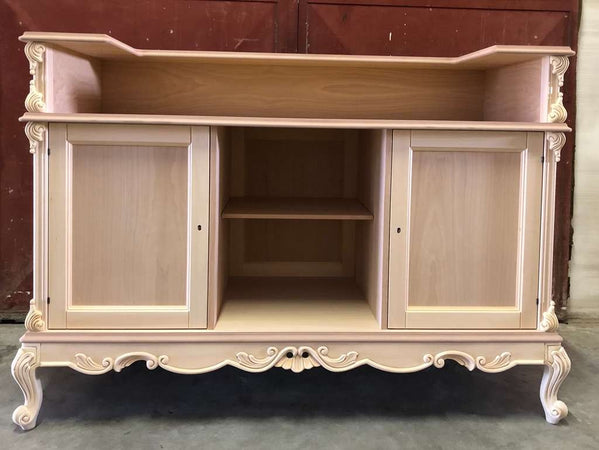 MOBILI 2G - Bancone da bar classico barocco Legno grezzo 164x68x115