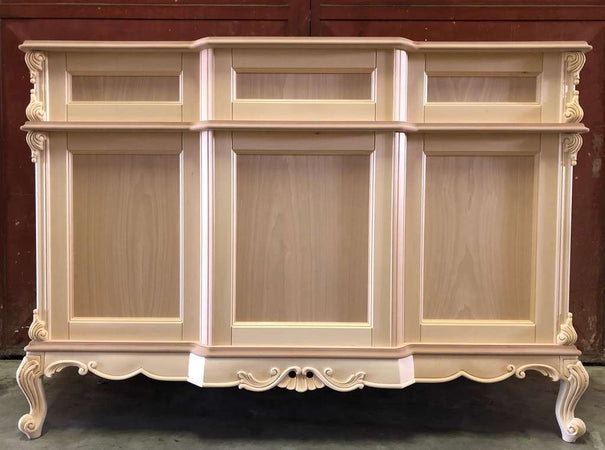 MOBILI 2G - Bancone da bar classico barocco Legno grezzo 164x68x115
