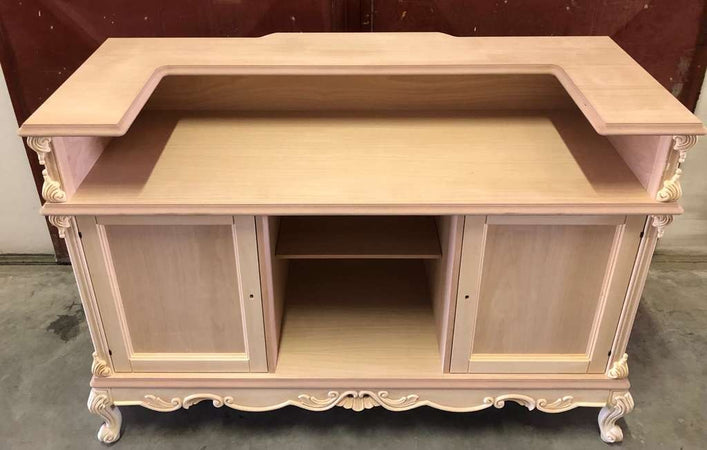MOBILI 2G - Bancone da bar classico barocco Legno grezzo 164x68x115