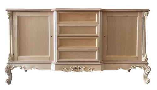 MOBILI 2G - Credenza 2 porte 4 cassetti classica barocco Legno grezzo 174x60x92