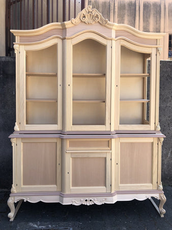 MOBILI 2G - Cristalliera 6 porte 1 cassetto classica barocco Legno grezzo 175x60x230