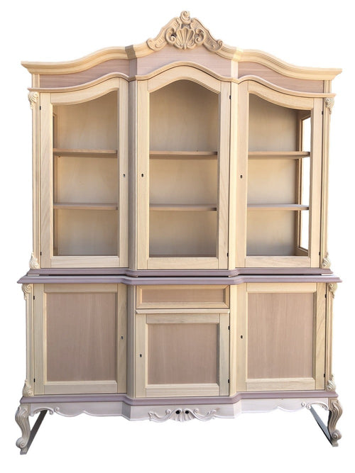 MOBILI 2G - Cristalliera 6 porte 1 cassetto classica barocco Legno grezzo 175x60x230
