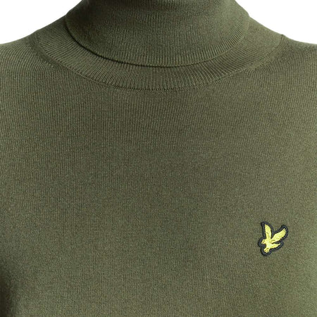 Lyle & Scott maglione collo alto verde in merino KN2103VC