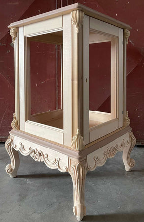 MOBILI 2G - Vetrina 1 anta classica barocco Legno grezzo 59x59x91