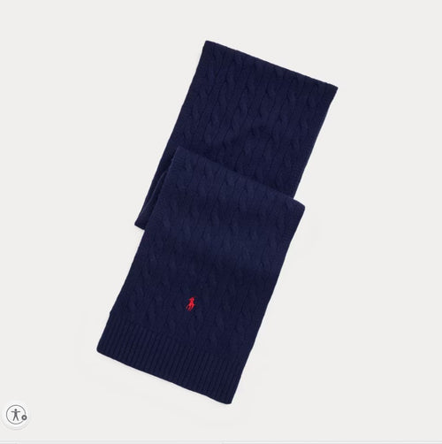 Sciarpa ! Ralph Lauren intrecciata grossa in misto lana cavallino rosso treccia Grande
