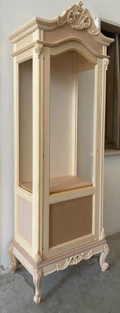 MOBILI 2G - Vetrina 1 anta classica barocco Legno grezzo 72x46x214