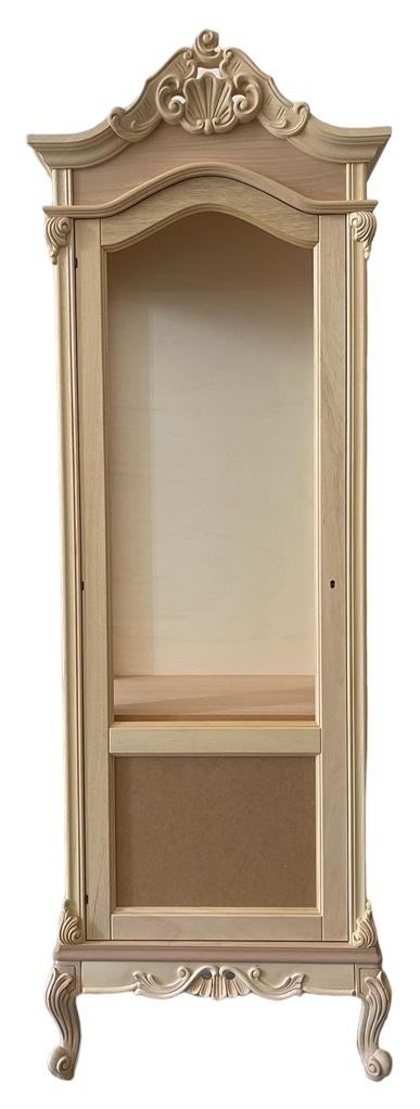 MOBILI 2G - Vetrina 1 anta classica barocco Legno grezzo 72x46x214