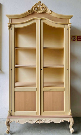 MOBILI 2G - Vetrina 2 ante classica barocco Legno grezzo 114x46x214