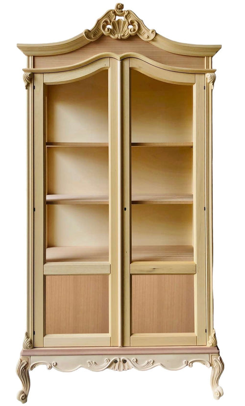 MOBILI 2G - Vetrina 2 ante classica barocco Legno grezzo 114x46x214