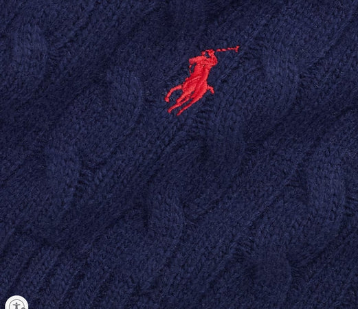 Sciarpa ! Ralph Lauren intrecciata grossa in misto lana cavallino rosso treccia Grande