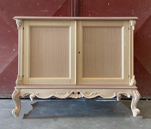 MOBILI 2G - Credenza 2 porte classica barocco Legno grezzo 118x56x92