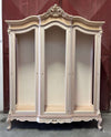 MOBILI 2G - Vetrina 3 ante classica barocco Legno grezzo 173x53x221