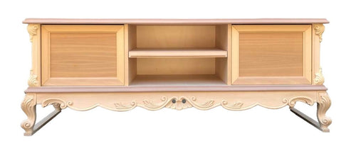 MOBILI 2G - Porta tv 2 cassetti classico barocco Legno grezzo 153x45x55