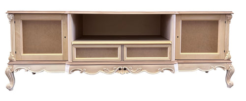 MOBILI 2G - Porta tv 2 ante 2 cassetti classico barocco Legno grezzo 200x60x70