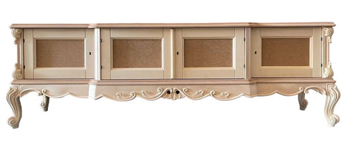 MOBILI 2G - Porta tv 4 ante classico barocco Legno grezzo 190x45x70