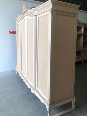 MOBILI 2G - Armadio 4 porte classico barocco Legno grezzo 225x73x230