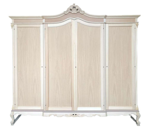 MOBILI 2G - Armadio 4 porte classico barocco Legno grezzo 225x73x230