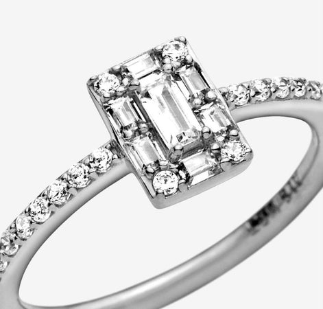 Pandora anello punto luce quadrato scintillante