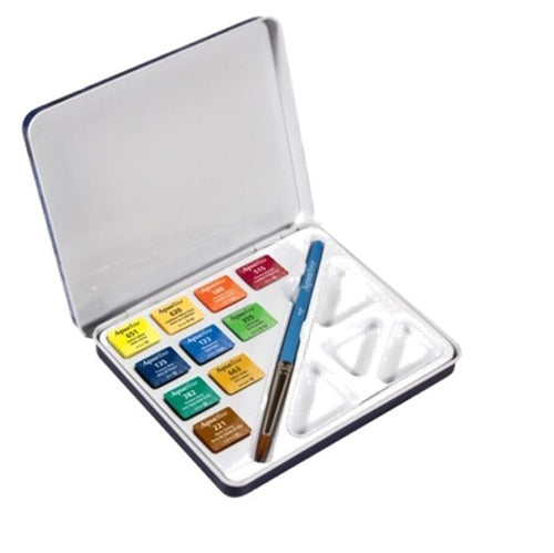 Acquerelli Aquafine Scatola Met. 10 Godet +Pennello+Tavolozza Daler Rowney