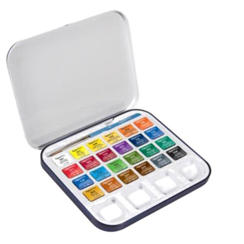 Acquerelli Aquafine Scatola Met. 24 Godet +Pennello+Tavolozza Daler Rowney