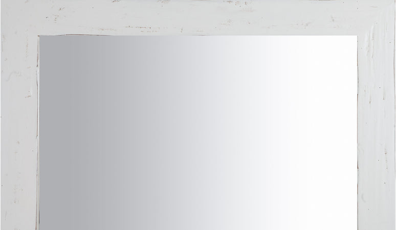 Biscottini Specchiera quadrata Biscottini 100x3x100 legno massello tiglio bianca anticata