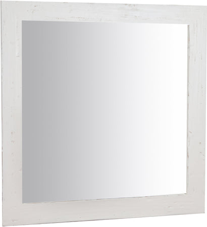 Biscottini Specchiera quadrata a muro in legno massello di tiglio finitura bianca anticata L100xPR3xH100 cm Made in Italy
