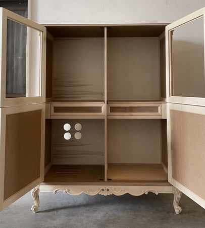 MOBILI 2G - Credenza 4 porte 2 cassetti classica barocco Legno grezzo 142x55x180