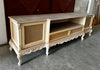 MOBILI 2G - Porta tv 2 ante 2 cassetti classico barocco Legno grezzo 258x60x76