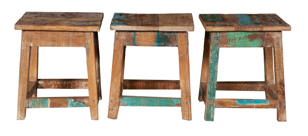 Biscottini Biscottini Panchetto Quadrato Legno Teak Riciclato 26x26x30 Artigianale