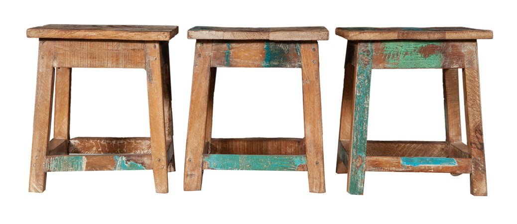 Biscottini Biscottini Panchetto Quadrato Legno Teak Riciclato 26x26x30 Artigianale