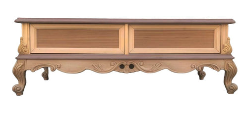MOBILI 2G - Porta tv 2 cassetti classico barocco Legno grezzo 118x46x51