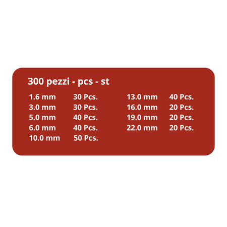 Assortimento anelli seeger 300 pezzi da 1,6mm a 22mm