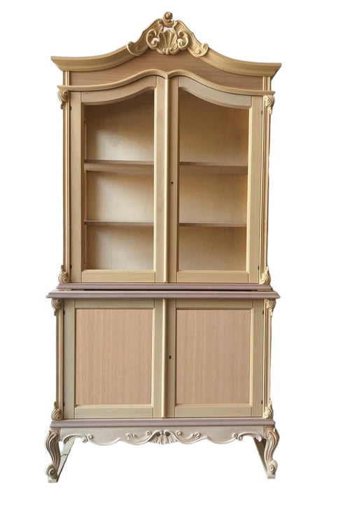MOBILI 2G - Cristalliera 2 porte classica barocco Legno grezzo 120x56x226