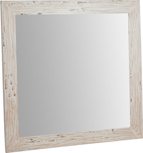 Biscottini Specchiera quadrata a muro in legno massello di tiglio finitura crema anticata L100xPR3xH100 cm Made in Italy