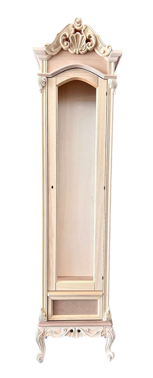 MOBILI 2G - Vetrina 1 anta 1 cassetto classica barocco Legno grezzo 53x34x214