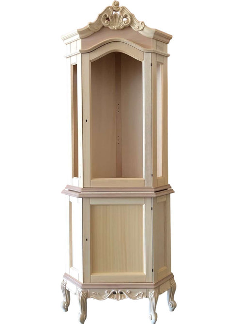 MOBILI 2G - Vetrina ad angolo 2 ante classica barocco Legno grezzo 89x62x225